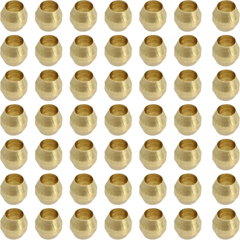 PDETVEO 50PCS 1/8 Inch Brass Compression Sleeve Ferrules, Compression Ferrules Tube Fitting for Air, Fuel, Water, Oil Pipe - Image 1